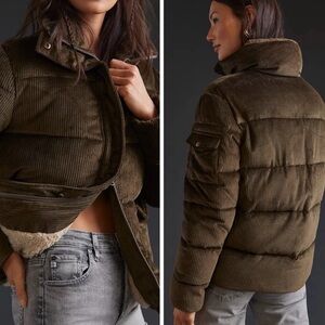 Unreal Fur Corduroy Puffer Jacket - Olive Brown